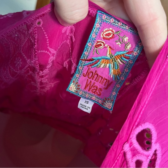 Johnny was olympia patchwork embroidered raspberry dress size XS - Picture 14 of 16